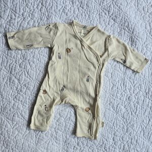 Konges Slojd Organic Cotton Wrapover Yellow Cookies Milk Sleeper Footless Pajama
